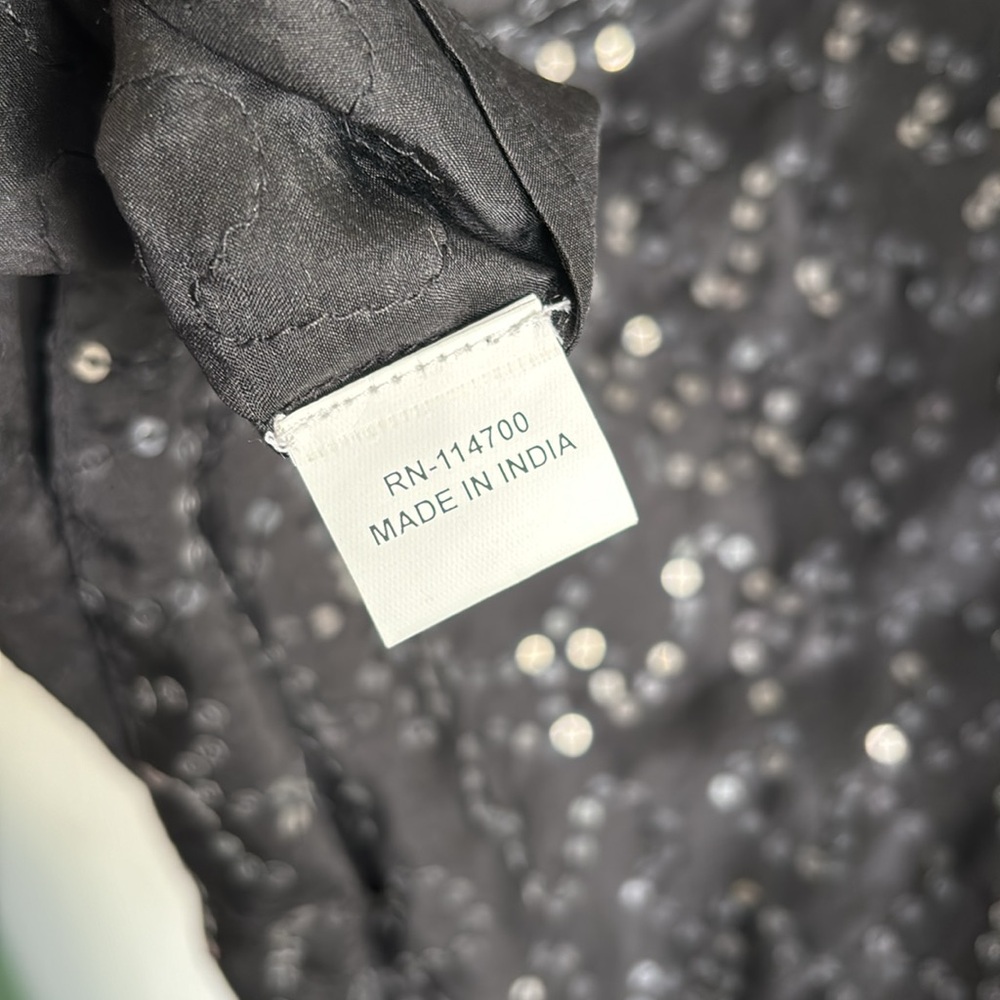 Chan Luu Black Sequin Shimmer 100% Silk Sleeveless Tank Top - Picture 7 of 7
